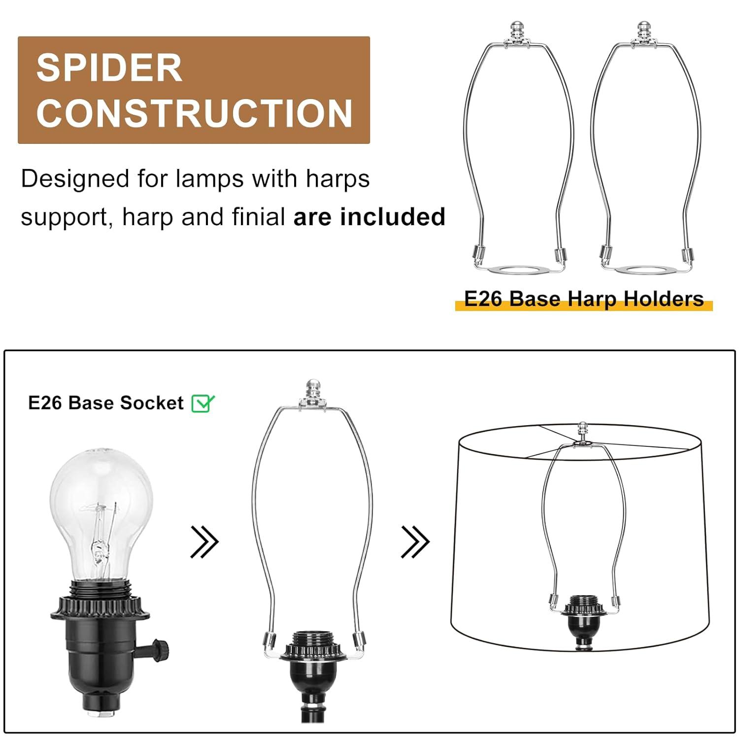 Lamp Shades Set of 2, Drum Lamp Shades for Table Lamps 11.6" Top x 12.6" Bottom x 9.8" High (Spider Fitter), Natural Linen Medium Lampshades for Floor Lamps Bedside Lamps, Beige