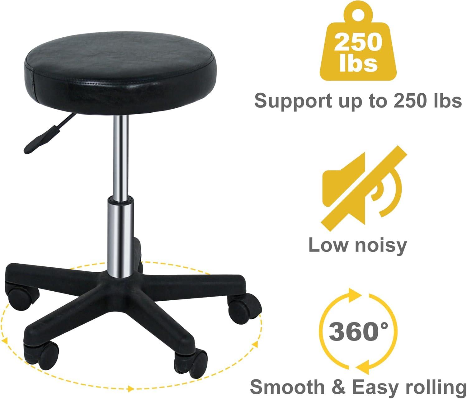 Adjustable Black PVC Leather Hydraulic Rolling Stool