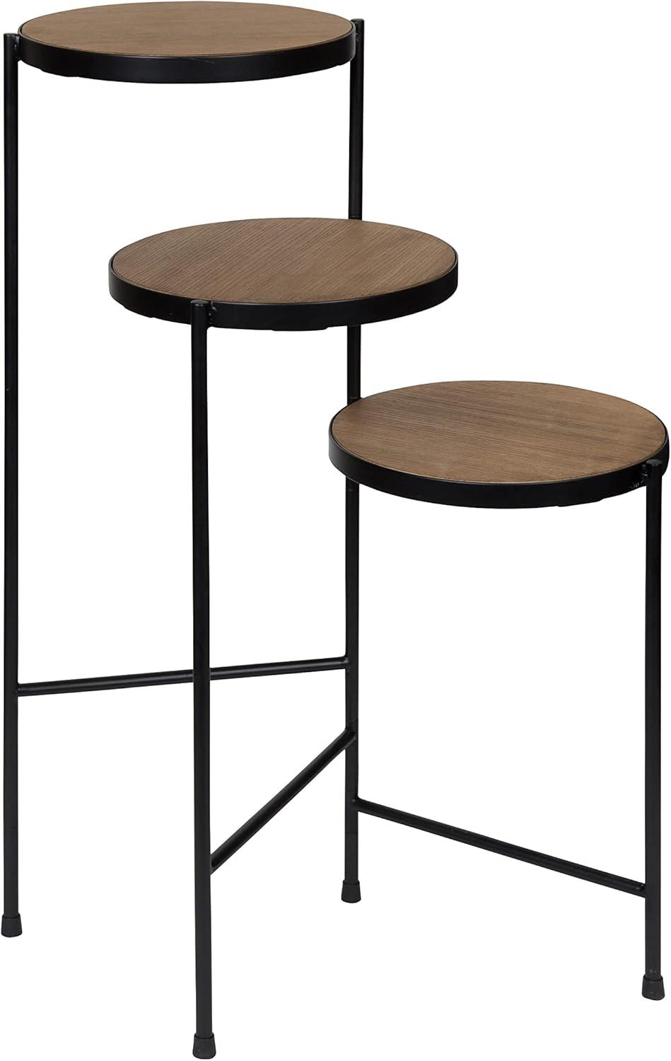 Kate and Laurel Fields Round Metal Plant Stand, 17x22x30, Black