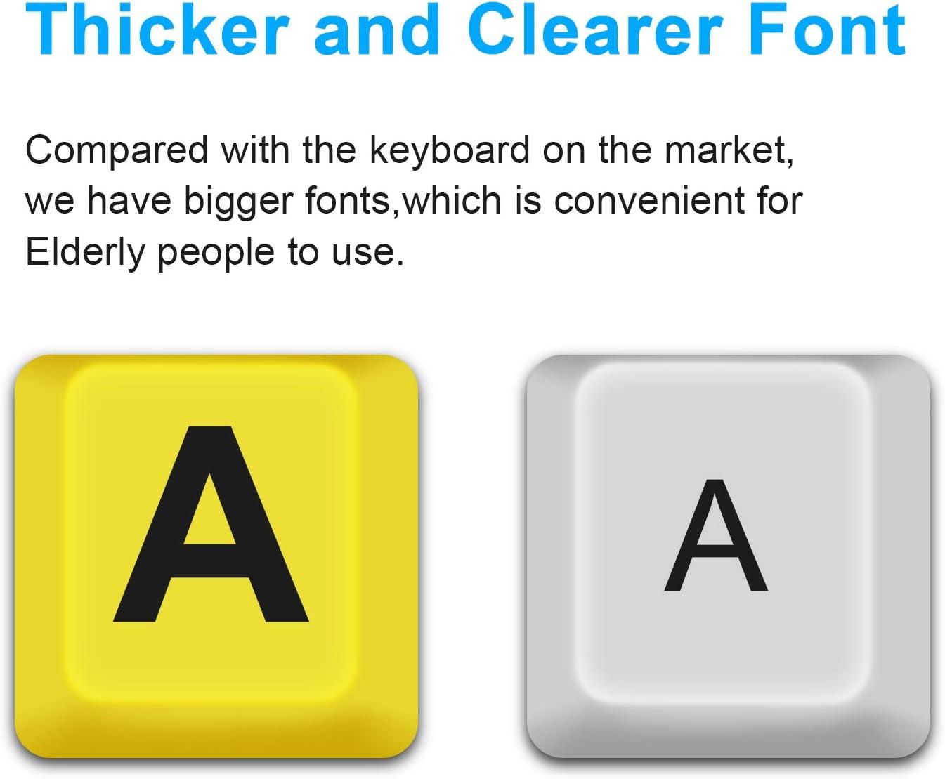 Large Print Computer Keyboard, Wired USB High Contrast Keyboard with Oversized Print Letters for Visually Impaired Low Vision Individuals (Yellow+Black)