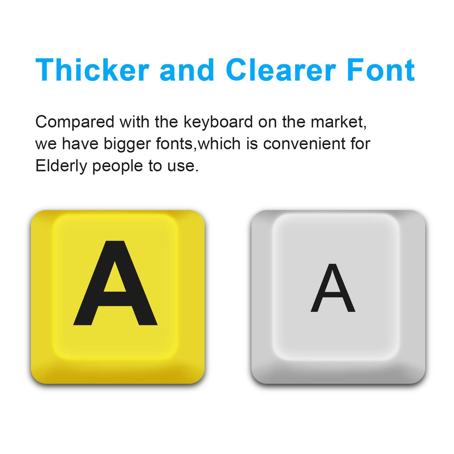 Large Print Computer Keyboard, Wired USB High Contrast Keyboard with Oversized Print Letters for Visually Impaired Low Vision Individuals (Yellow+Black)
