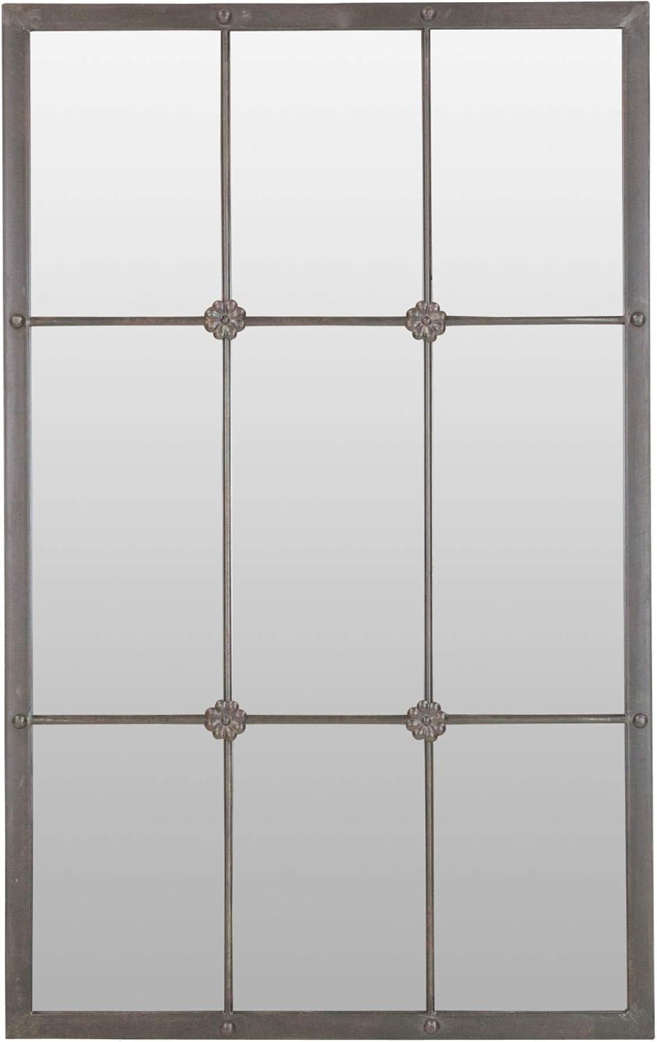 Floral Window Pane Dark Metal Wall Mirror - 23.5" x 38"