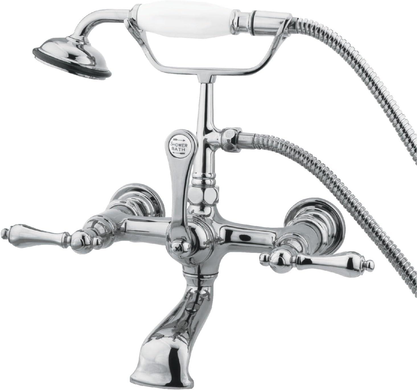 Hot Springs Chrome Wall Mounted Clawfoot Tub Faucet with Handshower