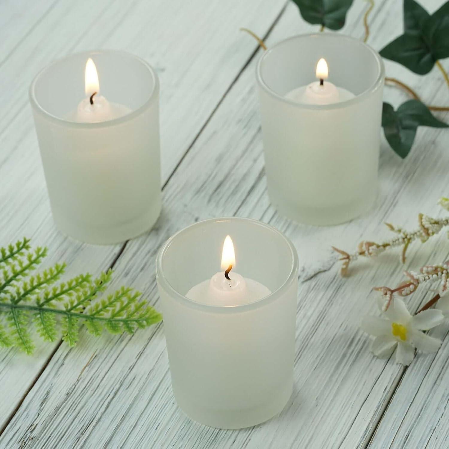 Efavormart Set of 12 2.5" Frosted White Glass Votive Candle Holders for Candle Making Kit Tealight Candles Cup Home Decoration