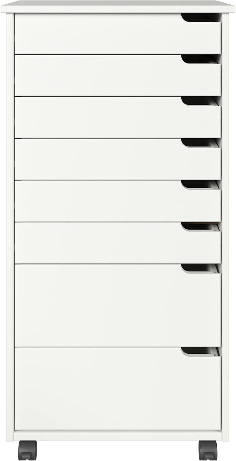 Adeptus Original Euro Roll Cart, Solid Wood, 6+2 Drawer Extra Wide Drawers Roll Carts, White