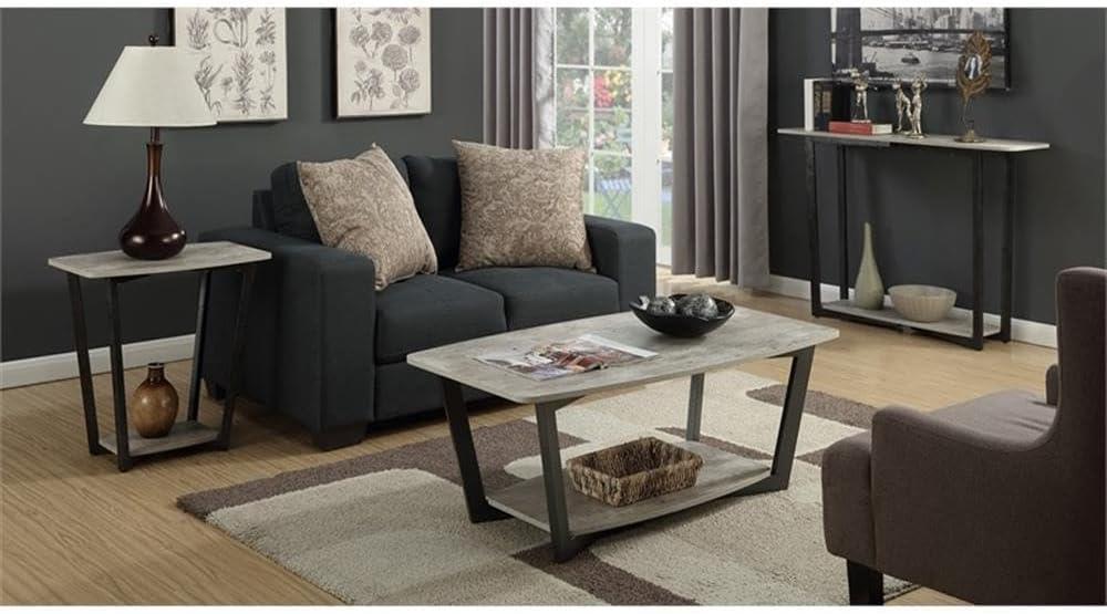 Convenience Concepts Graystone End Table with Shelf, Weathered Gray/Black Frame