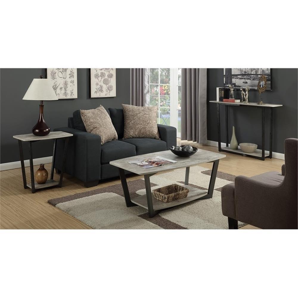 Convenience Concepts Graystone End Table with Shelf, Weathered Gray/Black Frame