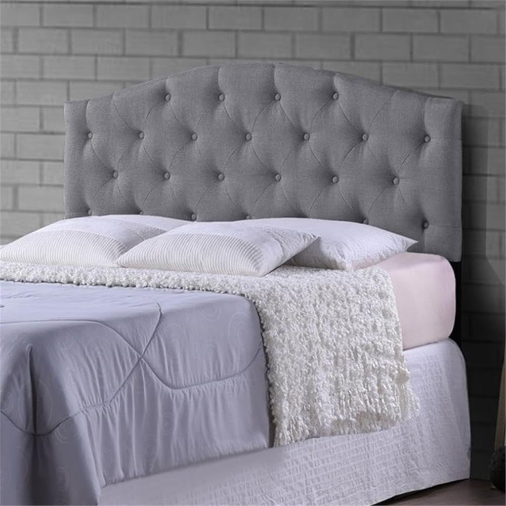 Myra Modern And Contemporary Fabric Upholstered Button-Tufted Scalloped Headboard - Baxton Studio