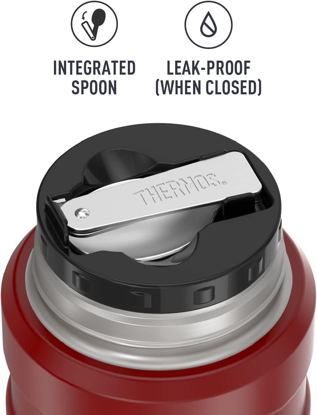 Thermos Stainless King Vacuum Insulated Food Jar with Folding Spoon, Rustic Red, 16oz