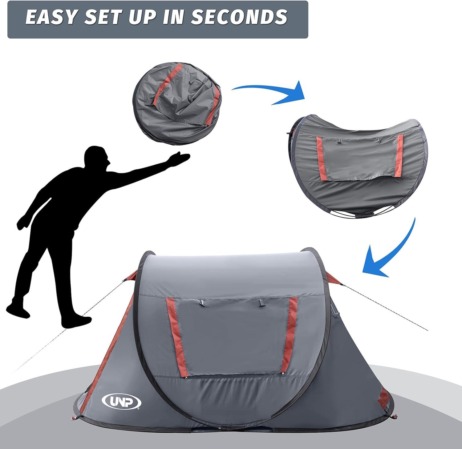 Pop-up Tent,2 Person Camping Tent,Instant Portable Beach Tent,Easy Pop Up Shade Tents 2 Doors for Camping Hiking & Traveling with Carrying Bag