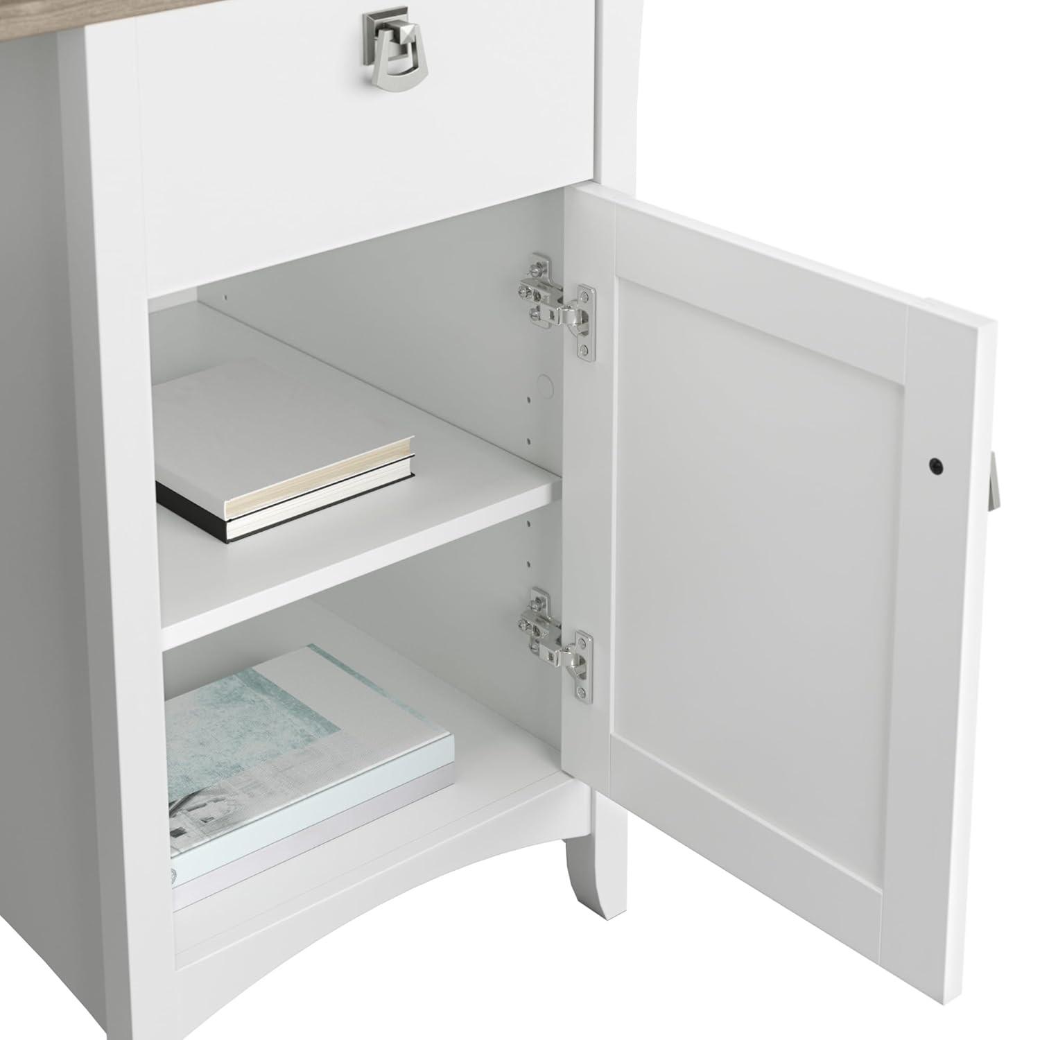 Bush Furniture Salinas 48” Computer Desk & Hutch with Storage, Shiplap Gray & White