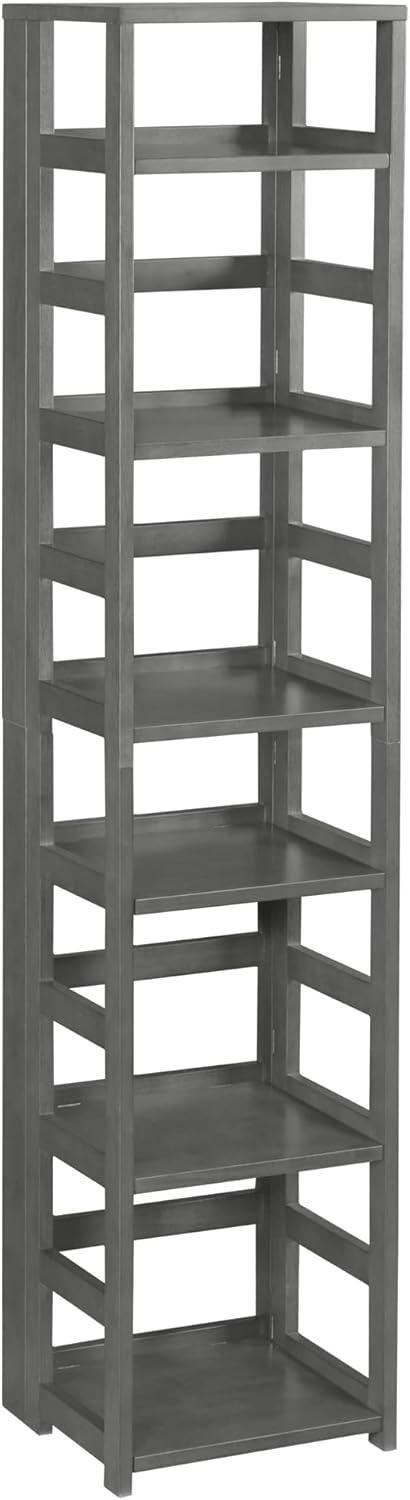 Flip Flop 67" Grey Hand-Rubbed Hardwood Folding Bookcase