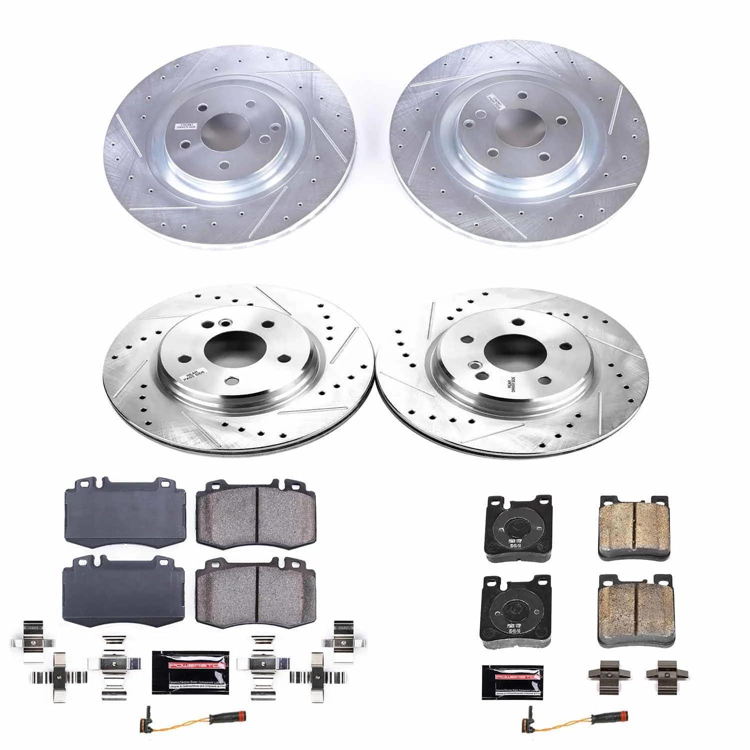 PowerStop Front and Rear Z23 Evolution Sport Carbon-Fiber Ceramic Brake Pad and Drilled & Slotted Rotor Kit Fits: MERCEDES-BENZ Select Models K7828
