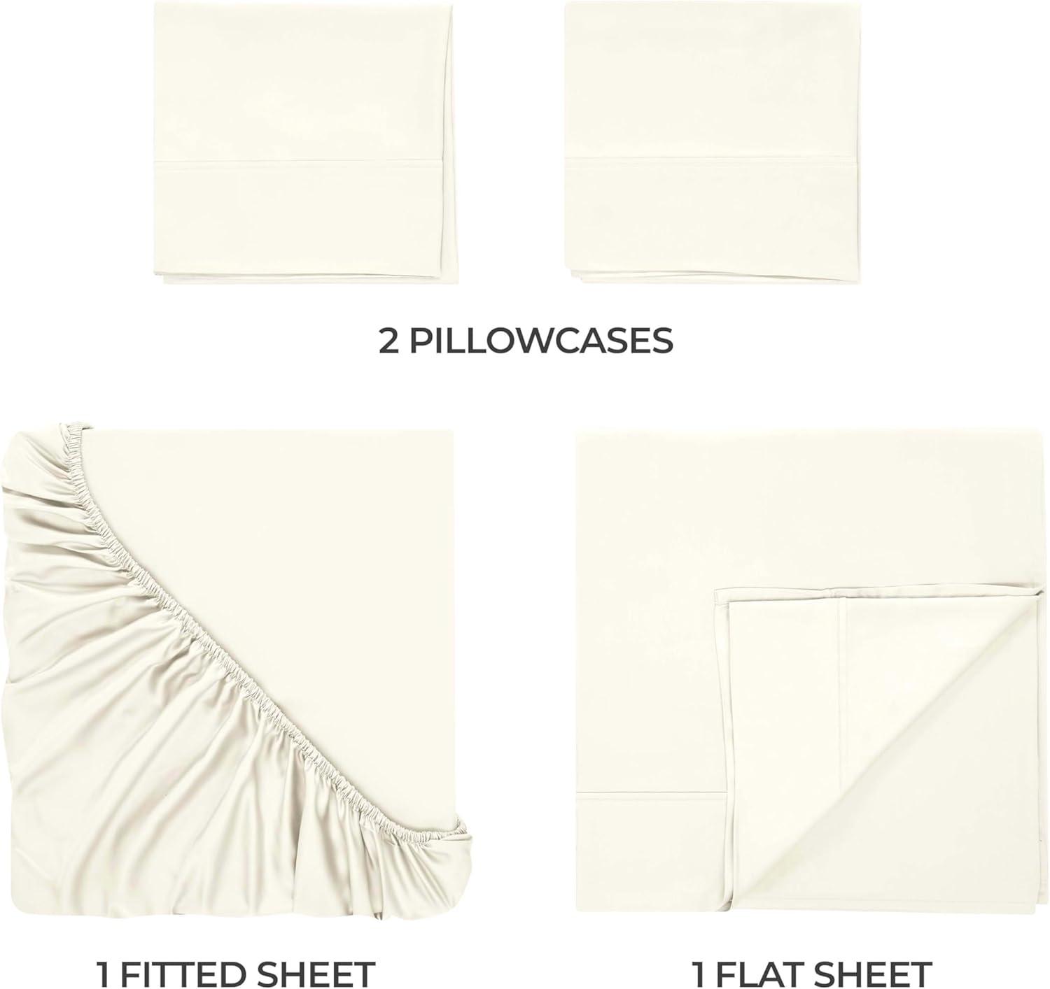 Superior Modal From Beechwood 300 Thread Count Lightweight Cooling Solid Deep Pocket Bed Sheet Set