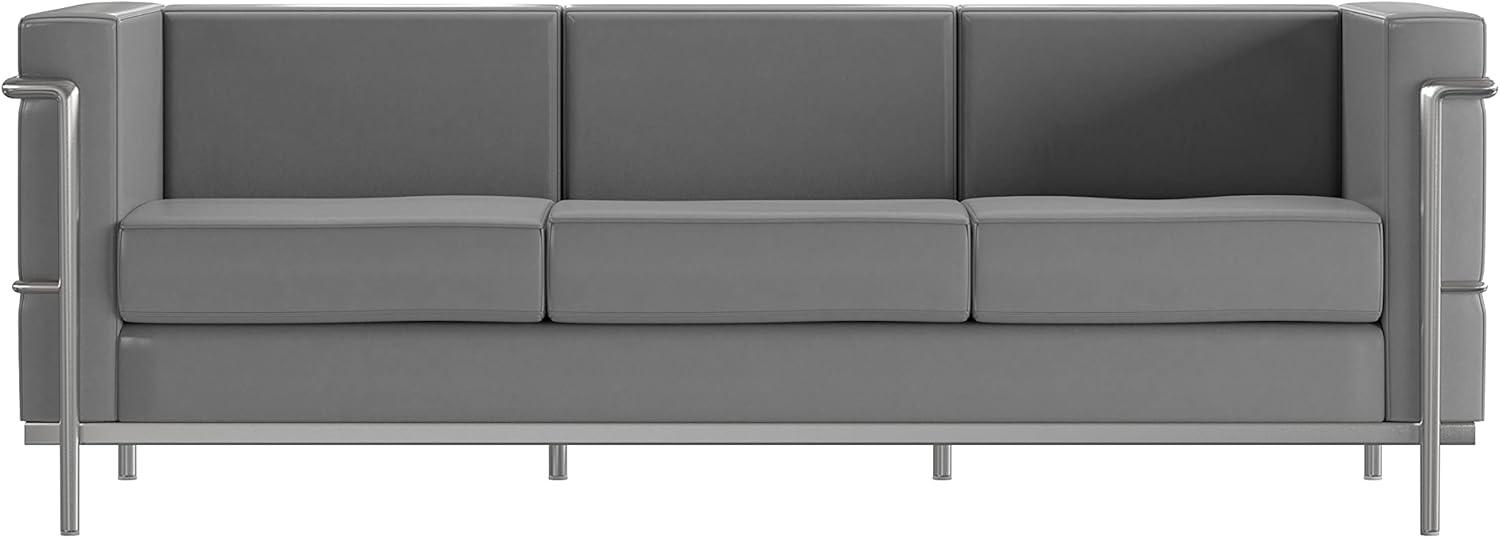 Flash Furniture Hercules Regal Series Contemporary Gray LeatherSoft Sofa with Encasing Frame