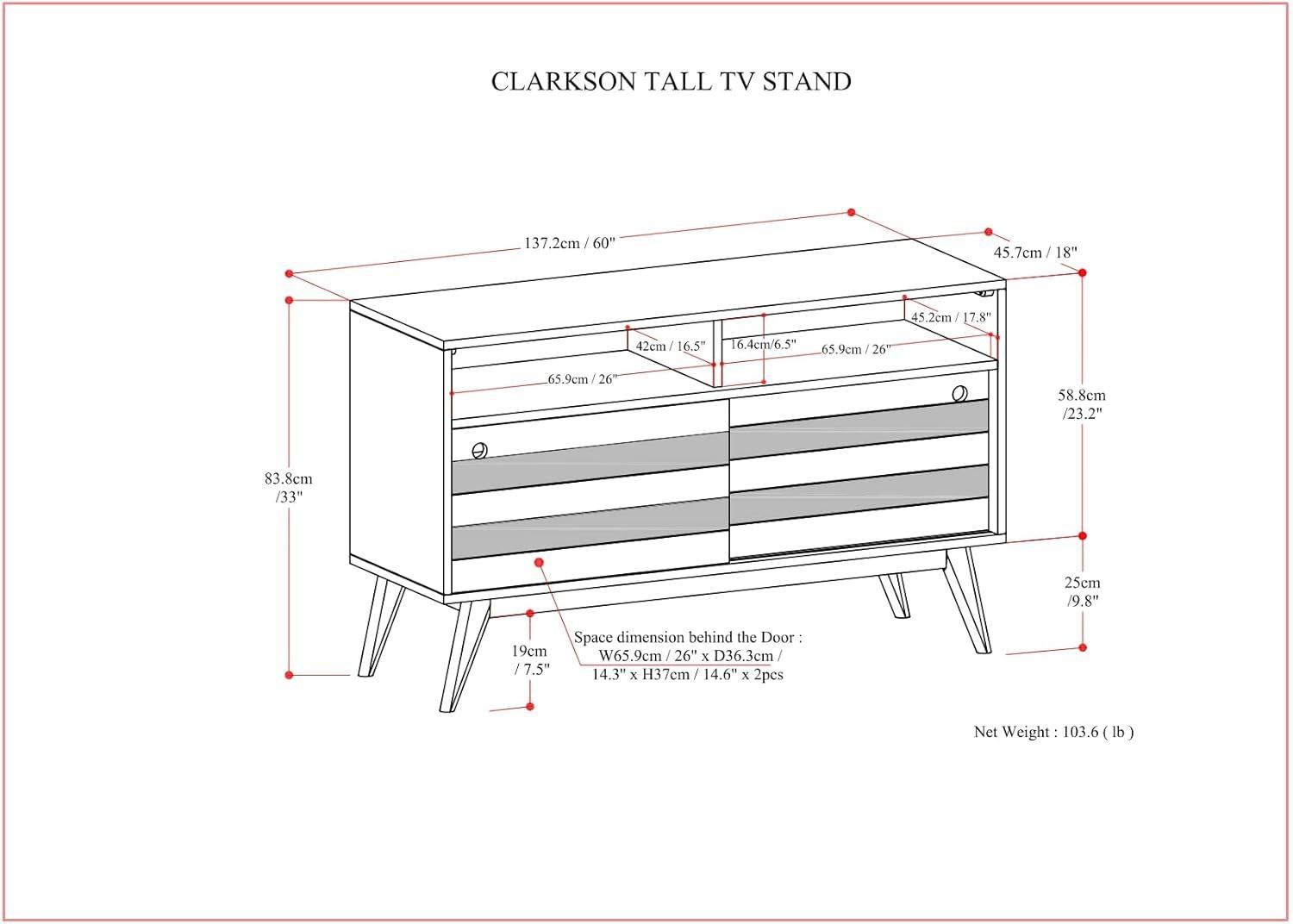 Simpli Home Clarkson 54 inch Wide TV Media Stand in Rustic Natural Aged Brown