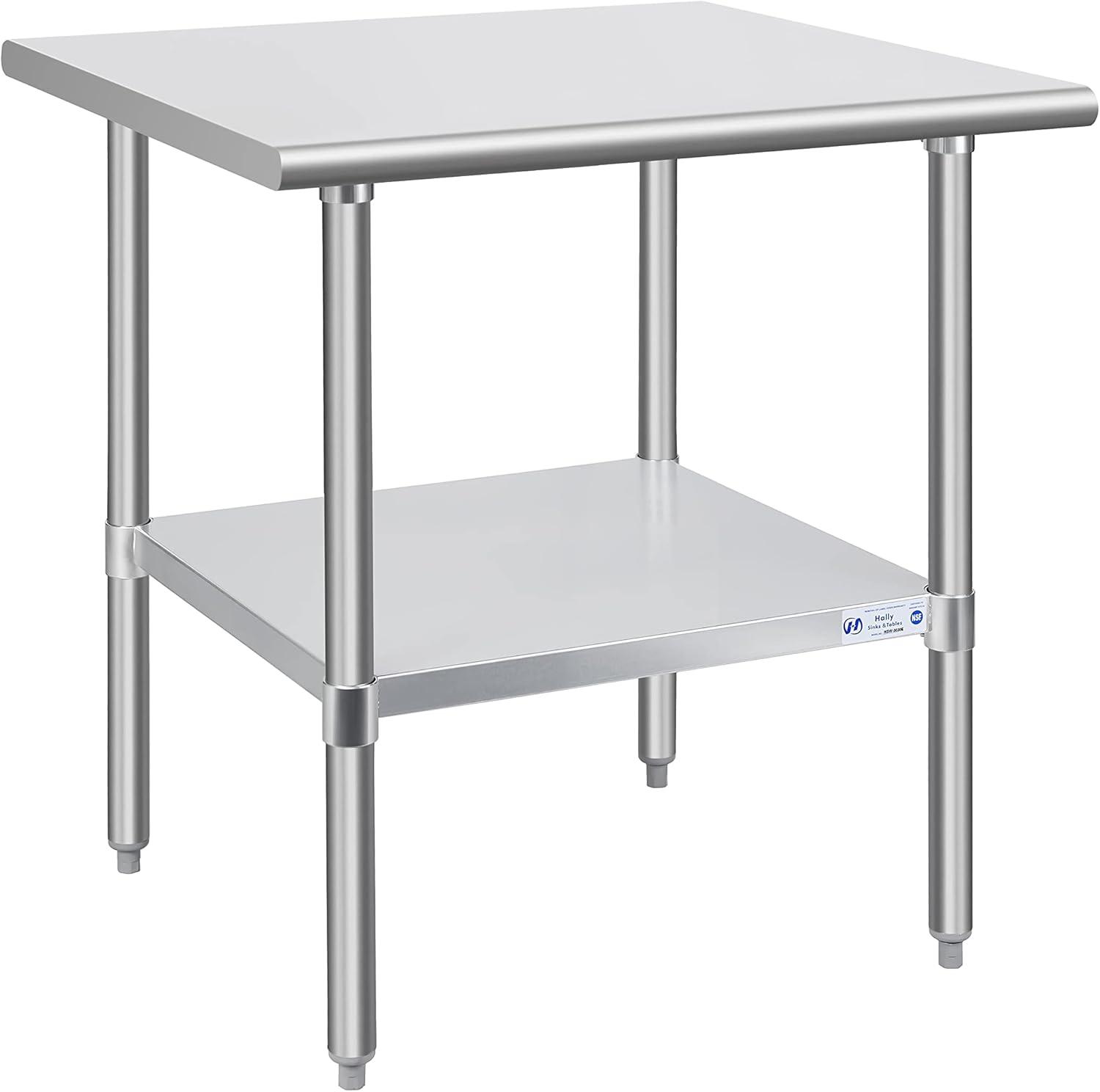 Amgood Stainless Steel 35'' H Adjustable Work Table