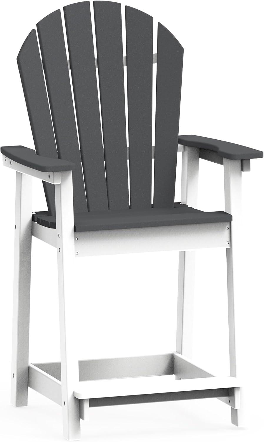 Outdoor Tall Adirondack Chair, Patio Bar Stool Chair with High Back, 400lbs, Widened Arms, All-Weather Balcony Chair for Backyard, Garden, Yard (1 PC)