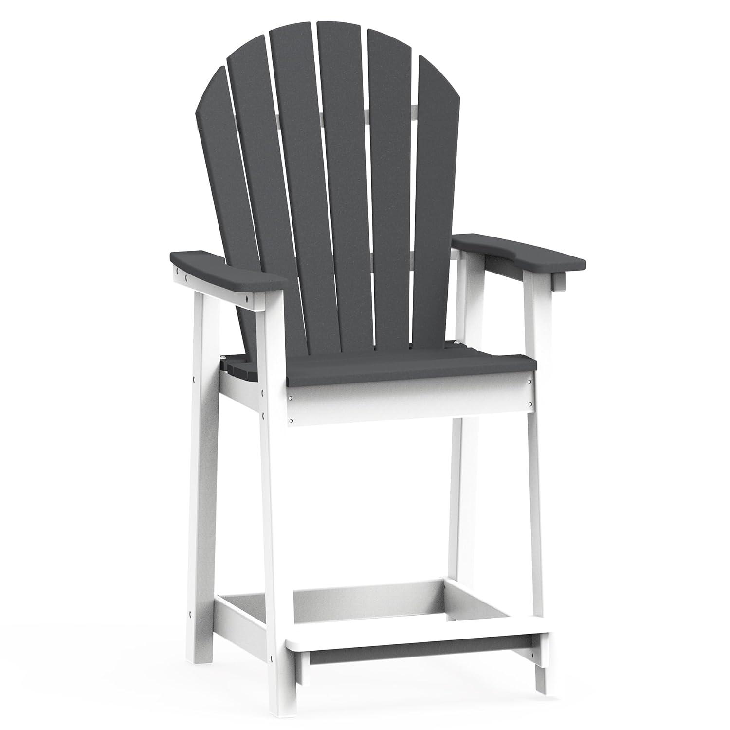 Outdoor Tall Adirondack Chair, Patio Bar Stool Chair with High Back, 400lbs, Widened Arms, All-Weather Balcony Chair for Backyard, Garden, Yard (1 PC)