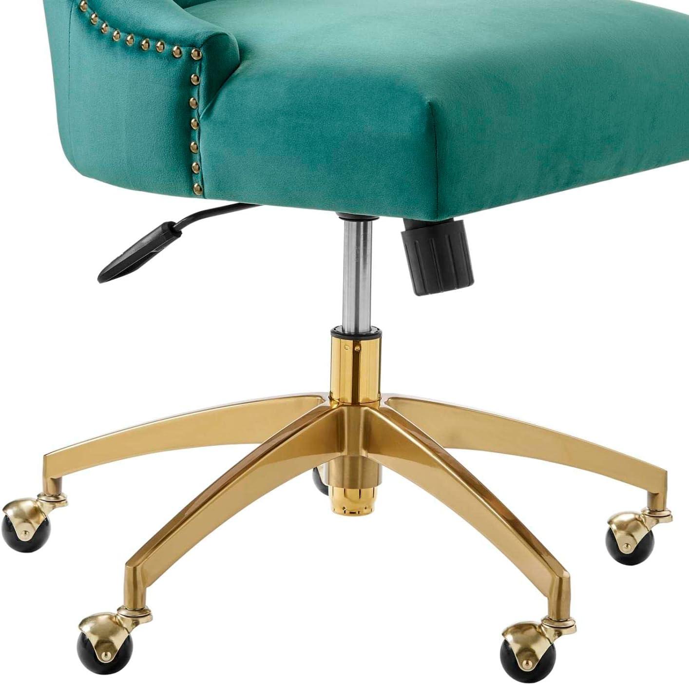 Empower Channel Tufted Performance Velvet Office Chair Gold Teal - Modway: Swivel Desk Chair with Casters, Adjustable Height