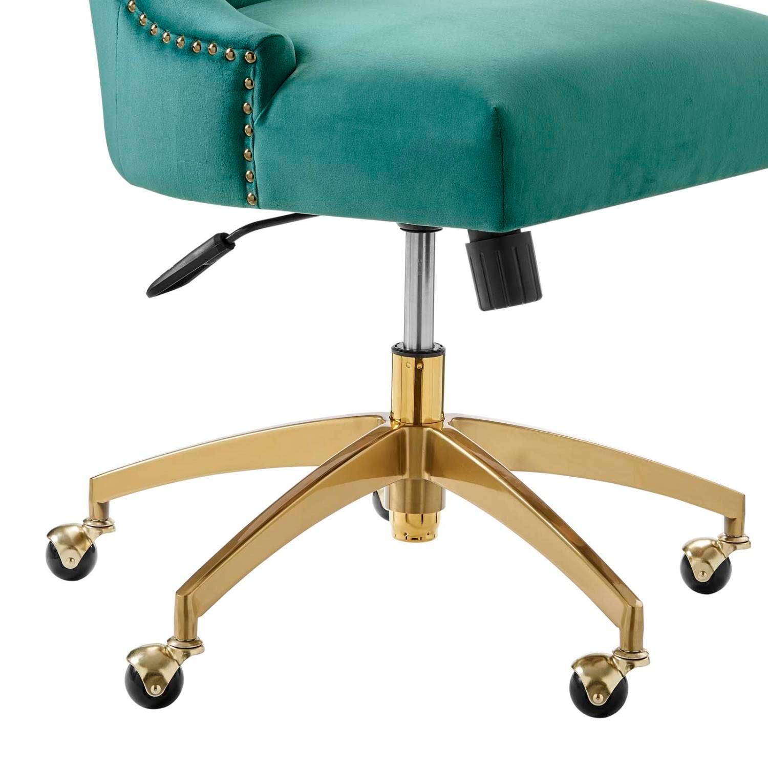Empower Channel Tufted Performance Velvet Office Chair Gold Teal - Modway: Swivel Desk Chair with Casters, Adjustable Height