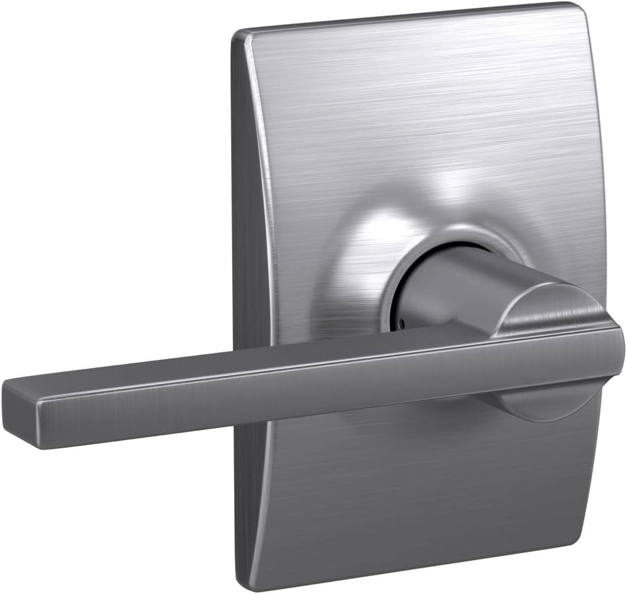 Satin Chrome Passage Door Lever with Brass Handle