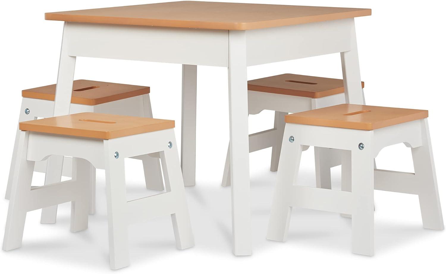 Charming Dual-Tone Kids Wooden Play Table - Natural/White