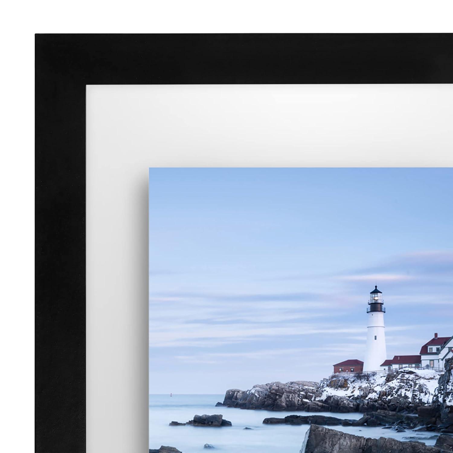 Americanflat Black Floating Picture Frame | Displays Any Size Photo up to 8.5 x 11 Inches. Lead Free Glass. Hanging Hardware Included!