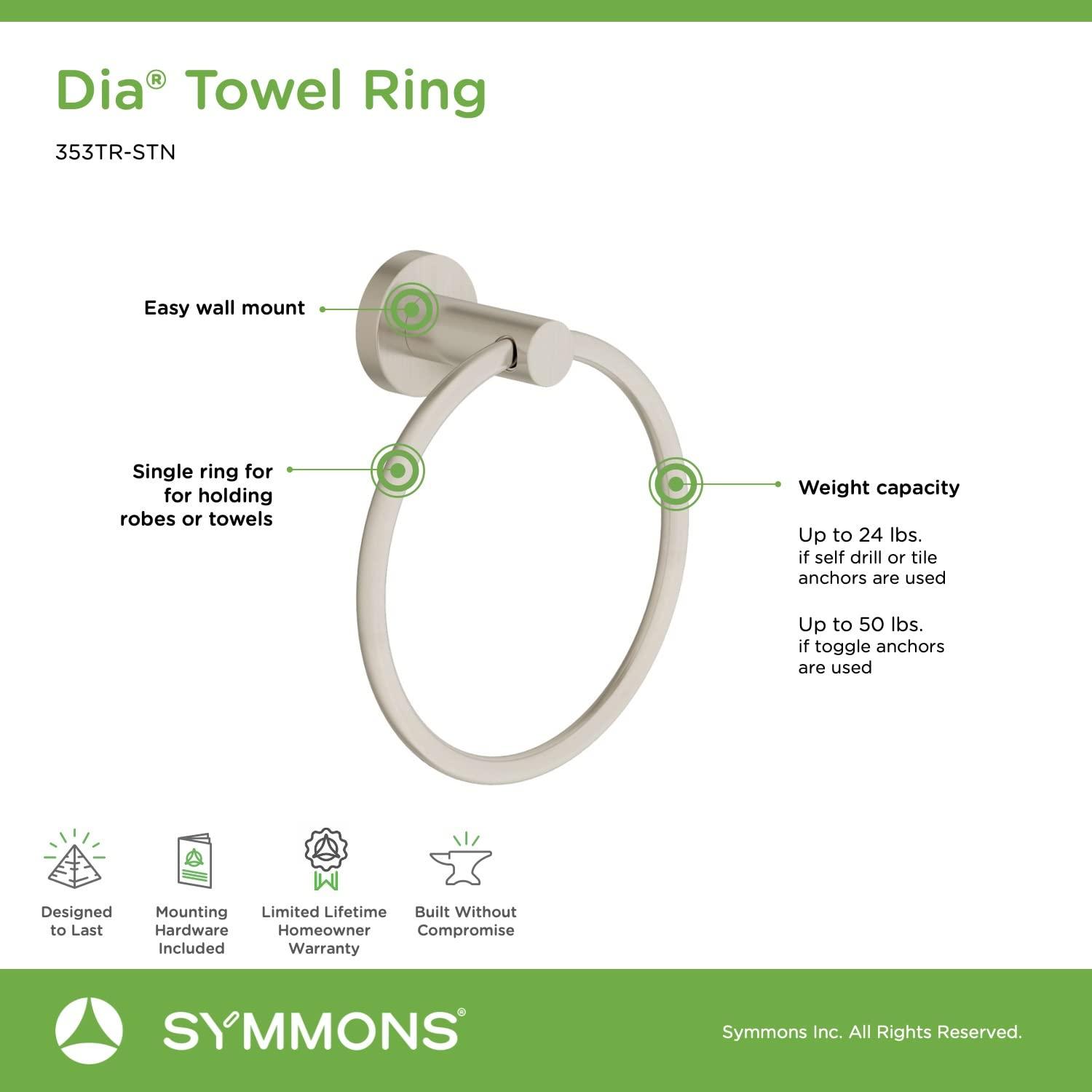 Symmons 35AC3BUNDLESTN Dia 3-Piece Wall-Mounted Bathroom Hardware Set in Satin Nickel