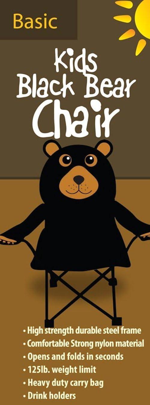 Black Bear Kids Folding Camp Chair with Cup Holder and Carry Bag