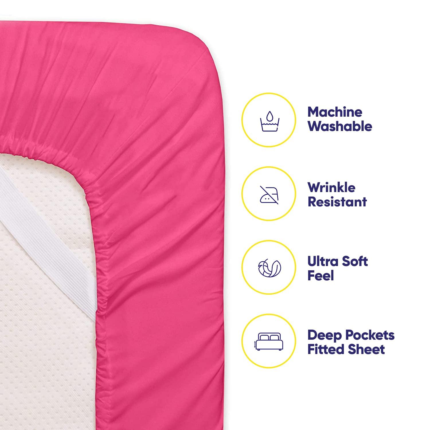 4 Piece Sheet Set, Ultra Soft 1800 Series Collection - King, Fuchsia