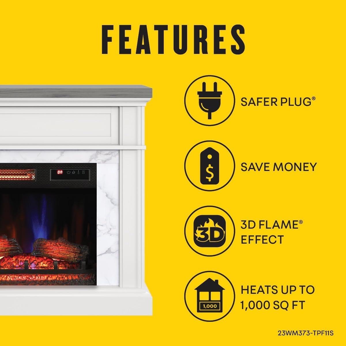 duraflame Wall Mantel Electric Fireplace, Bright White