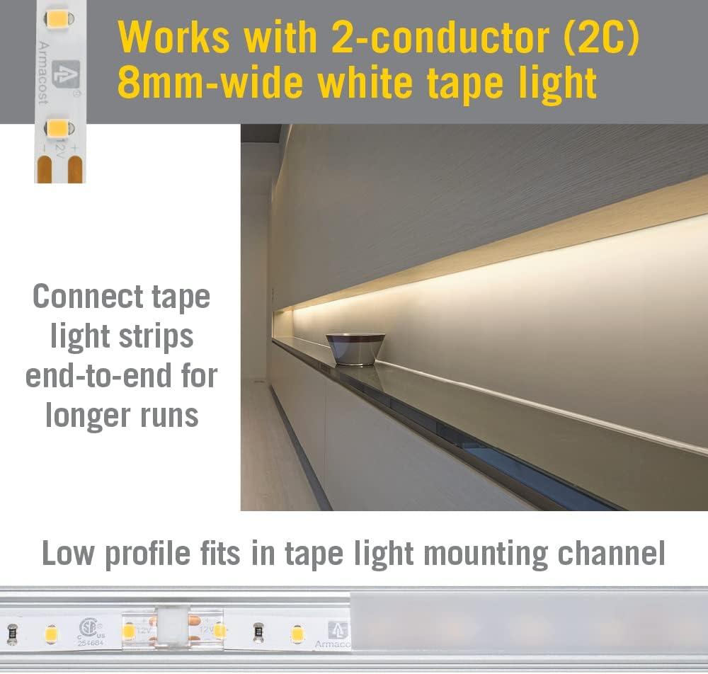 SureLock Pro 2 Pin LED Strip Light Tape to Tape Channel Connectors, 4 Pack