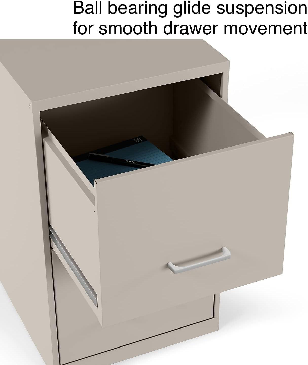MyOfficeInnovations 2-Drawer Vertical File Cabinet Locking Letter Putty/Beige 18"D 2806662