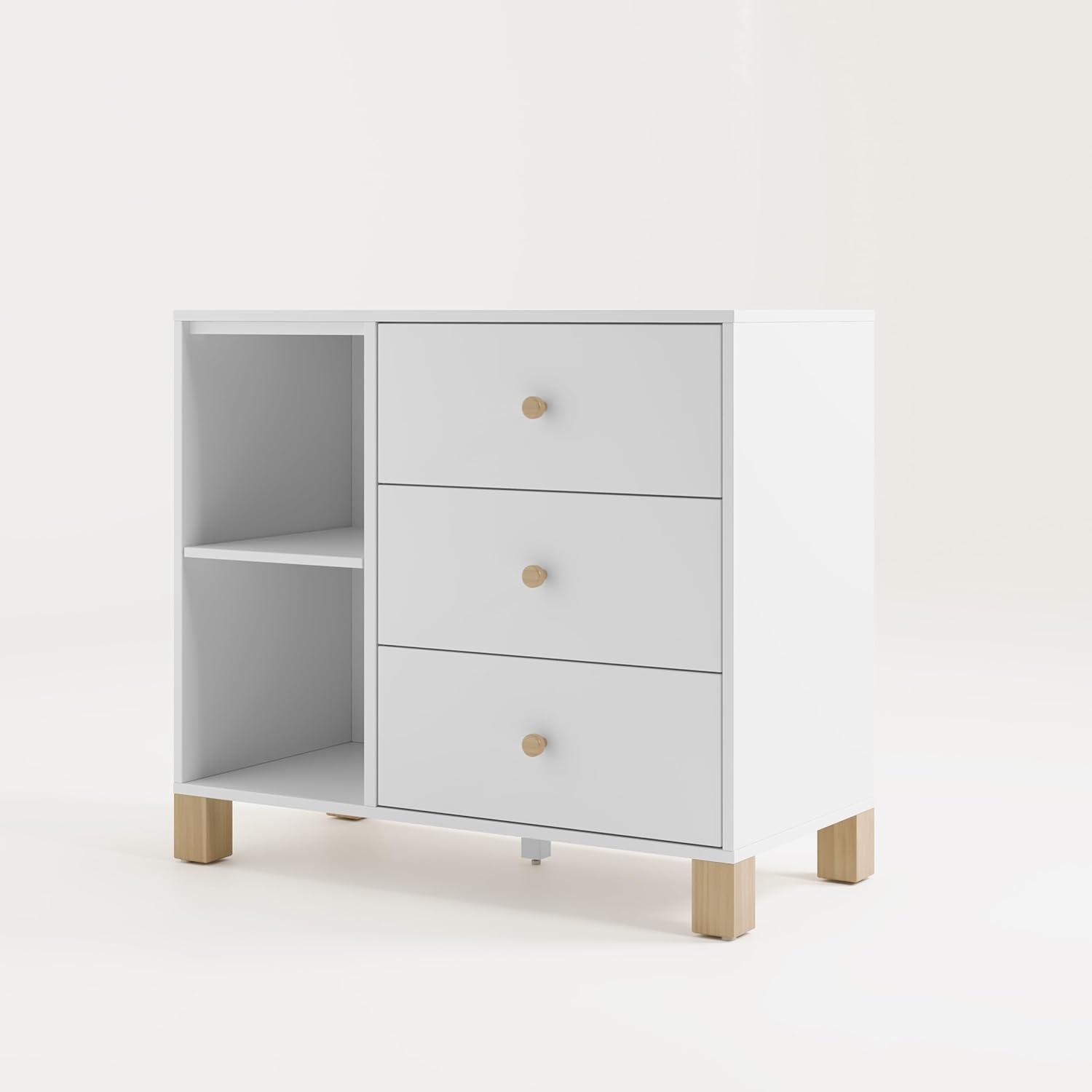 White and Driftwood 3 Drawer Combo Nursery Dresser