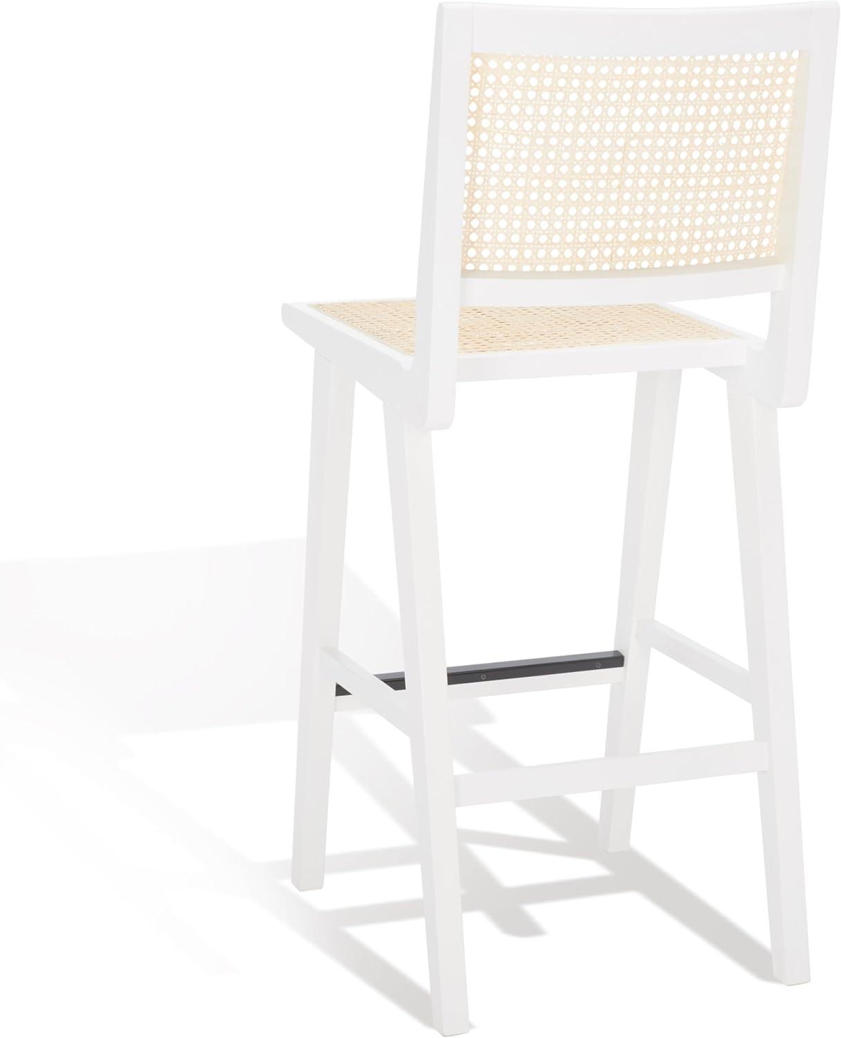 Hattie French Cane 45" Barstool in White & Natural Ash Wood