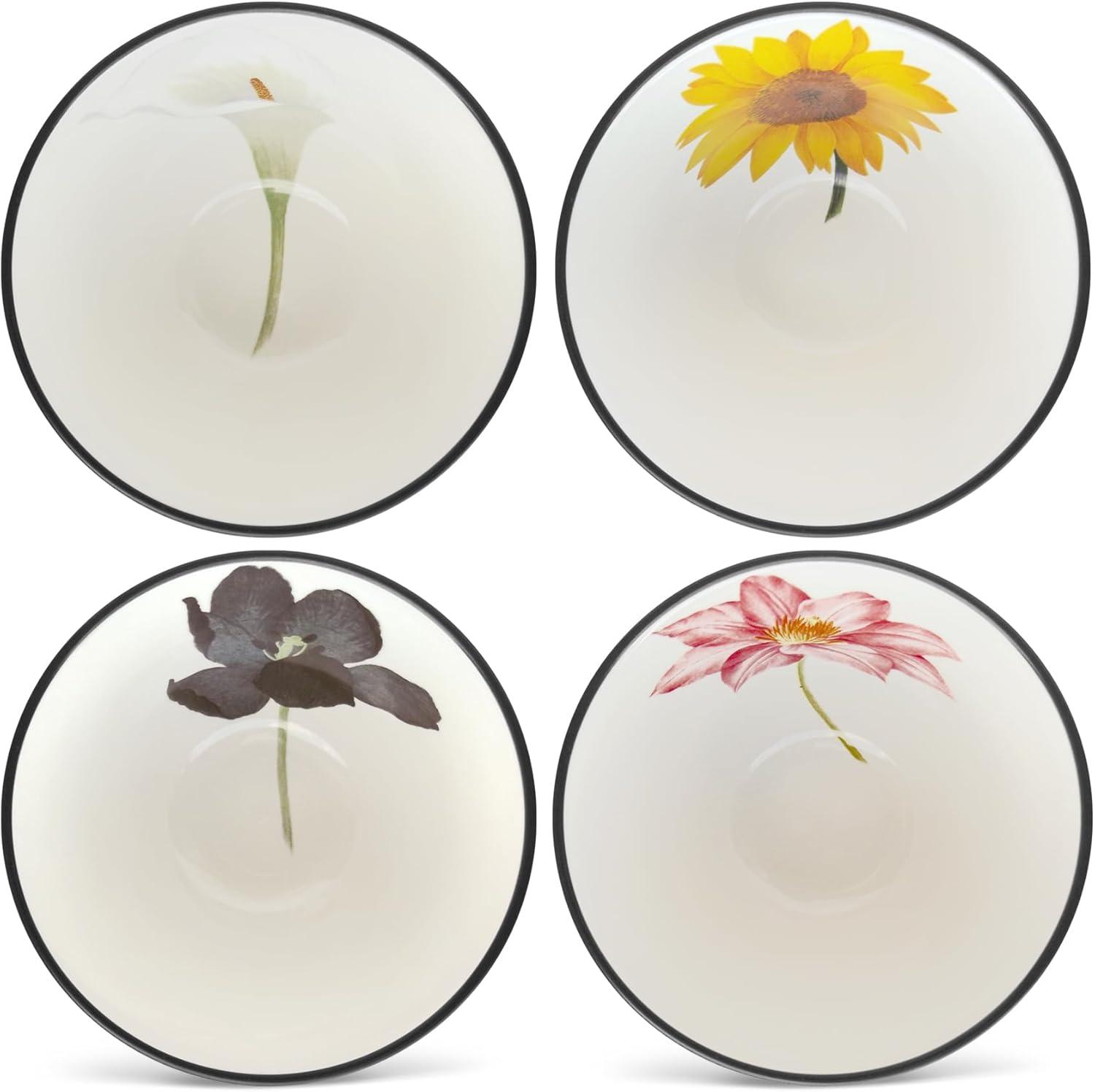 Noritake Noritake Colorwave Graphite 4", 7 oz. Floral Mini Bowls (Set of 4)