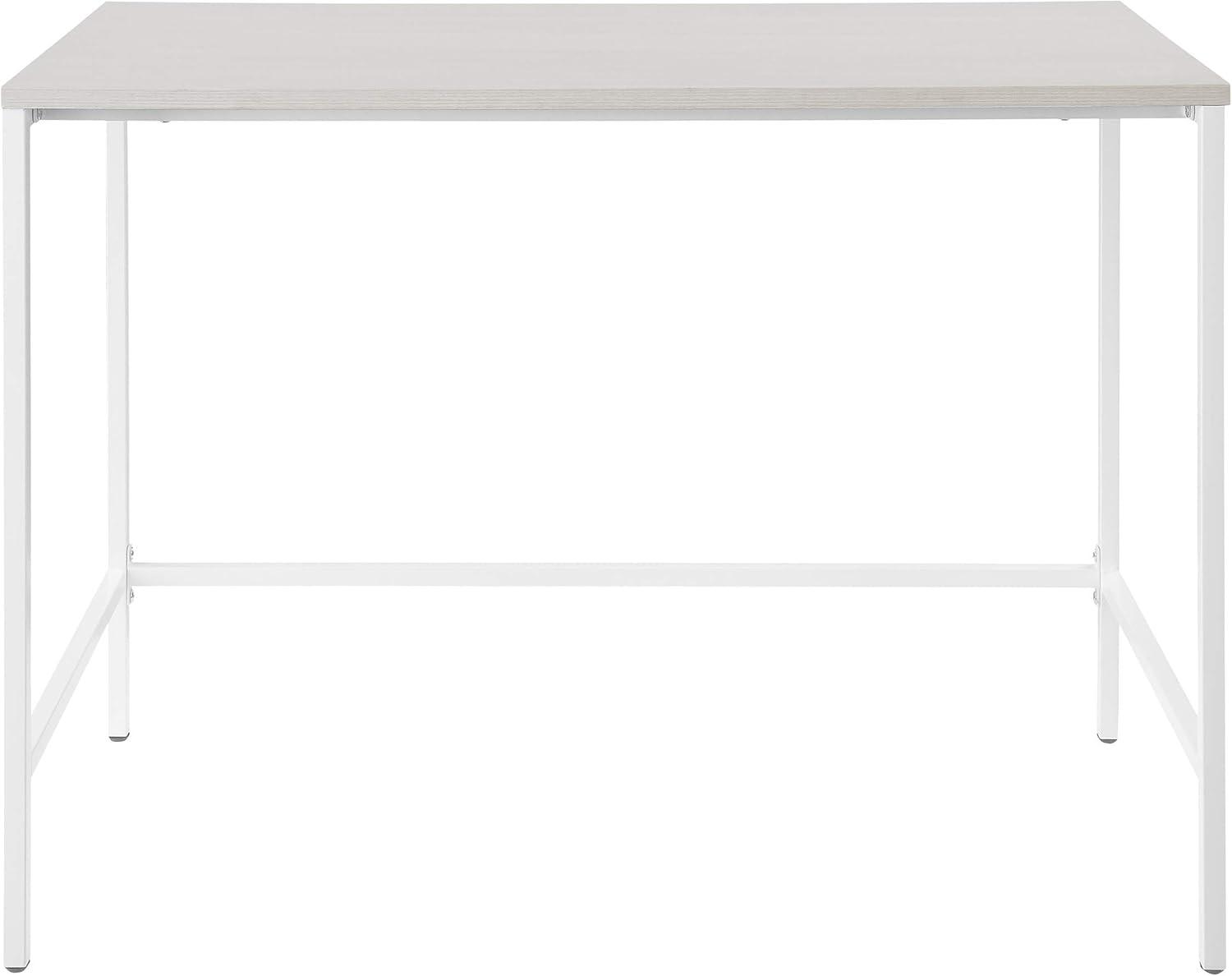 Contempo White Oak 41.7" Home Office Desk with Steel Legs and Drawer