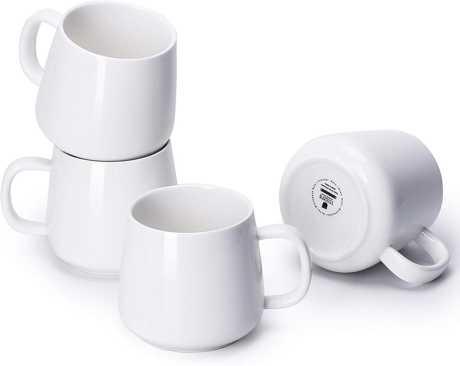 White Ceramic 12 oz Coffee Mugs Set of 4