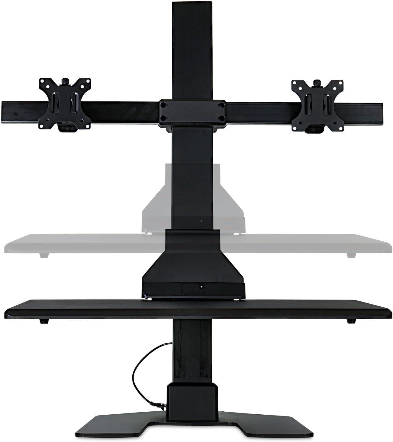 Mount-It! Height Adjustable Electric Standing Desk Converter, Sit Stand Desk with Dual Monitor Mount