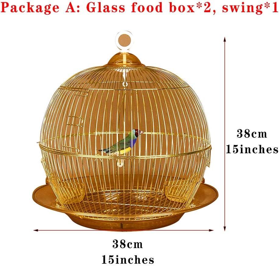 Flight cage for Parakeets Decorative Bird Cages Home Decor,Affordable Retro Golden Bird Cage, Elegant Decoration Parrot Cage, Dove Pearl Bird Canary Cage, Luxury Package (Color : Gold a)