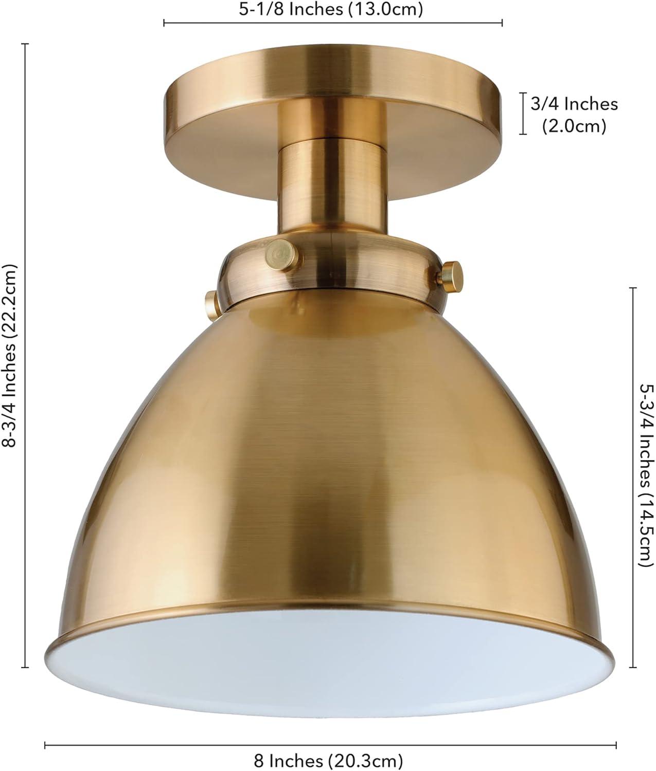 Henn&Hart 8" Gold Semi Flush Mount