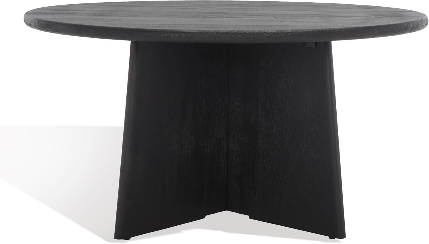 Madilynn 35" Black Mango Wood Round Coffee Table