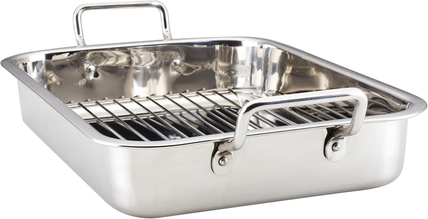 Farberware Farberware Classic Traditions Stainless Steel Roaster / Roasting Pan With Rack, 17-Inch X 12.25-Inch, Stainless Steel
