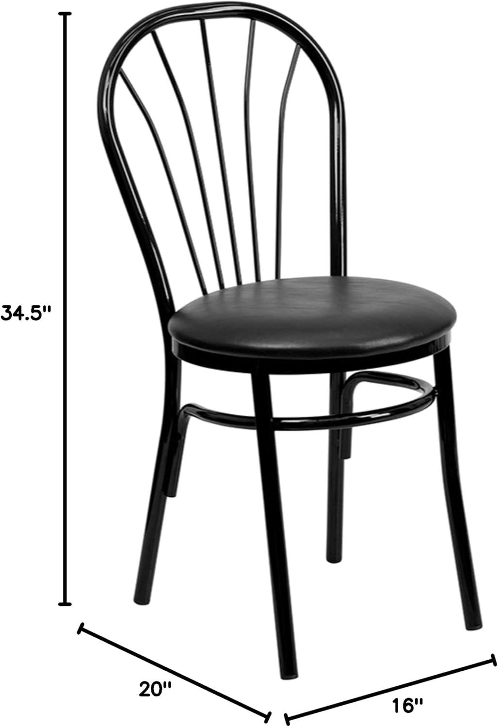 Flash Furniture HERCULES Series Fan Back Metal Chair - Black Vinyl Seat