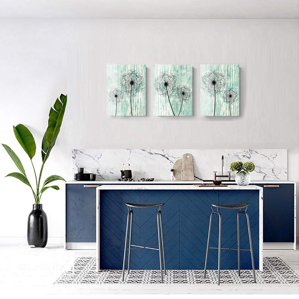 light green background Dandelion Canvas Wall Art Paintings for Living Room Canvas Print Wall Artworks Bedroom Decoration, 3 piece Framed office kitchen bathroom Wall decor posters Home Decorations