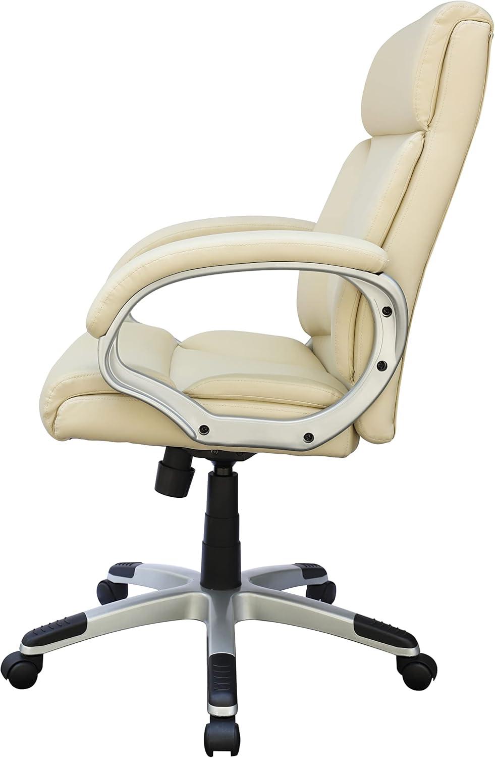 Modern Mid Back Executive Chair Ivory - Boss Office Products: Pneumatic, Swivel, Ergonomic Design