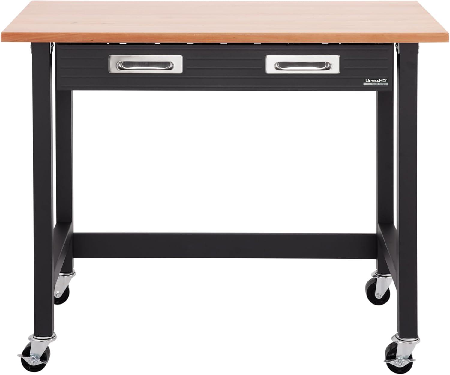 48" W Wood Top Workbench with Wheels