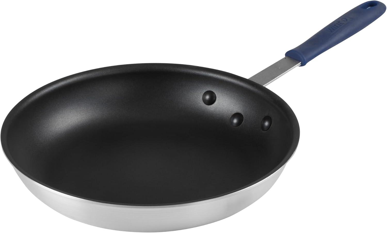 Winco AFPI-12NH, 12" Induction Ready Aluminum Fry Pan with Non-Stick Coating and Silicone Sleeve