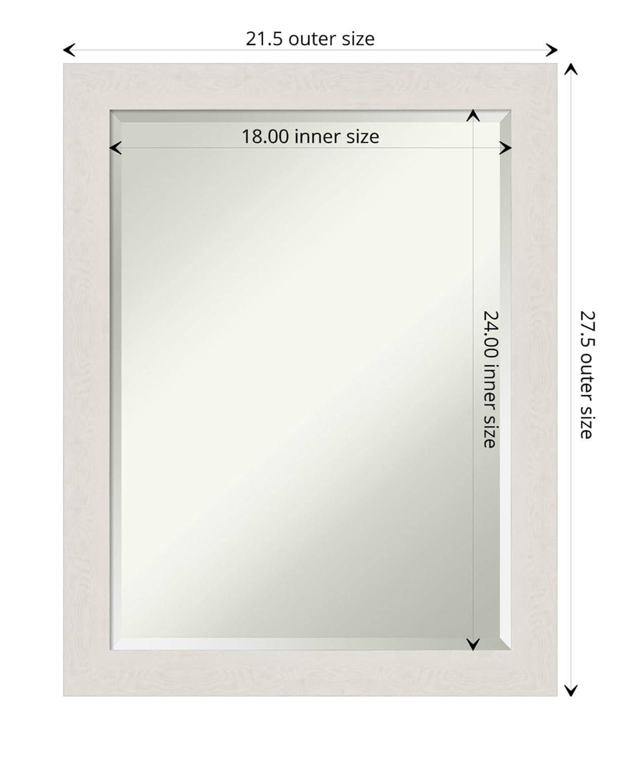21" x 27" Rustic Plank White Framed Bathroom Vanity Wall Mirror - Amanti Art: Rectangle, Polystyrene Frame, Wall Mount